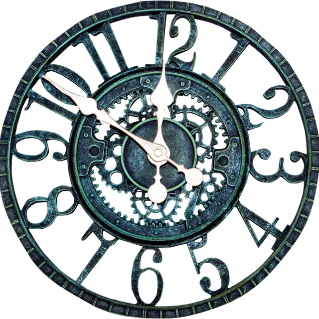 St. Helens Home & Garden Vintage Open Wandklok – 30 cm – Weerbestendig - Werkt op batterijen Vintage Groen