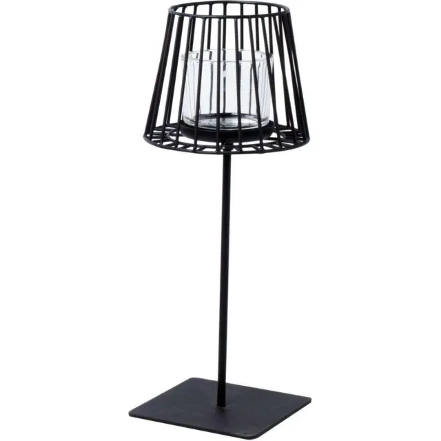 b-home-interieur.be Kaarshouder - Theelichthouder - Zwart Metaal - Hurrican light Rondo - Hoogte 40 cm - diameter 16 cm