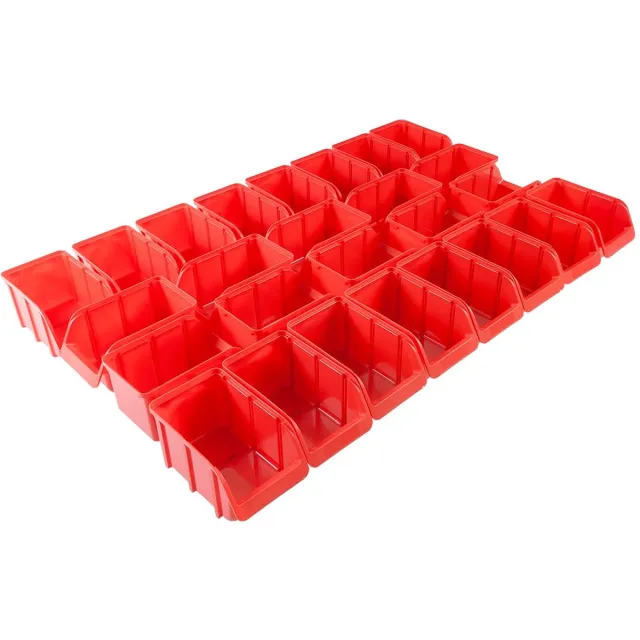 Famanu Opbergbox van polypropyleen, stapelbox, 26 x rood