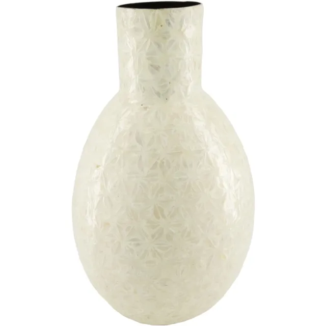 Youna Label Grote Vaas - Capiz & Bamboe - Wit - 45 cm Off-White