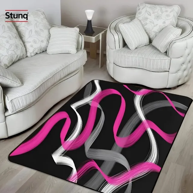 Stunq Modern Abstract Vloerkleed Roze Grijs Zwart Antislip