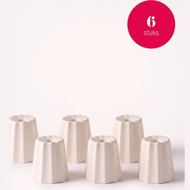 vtwonen Kandelaars - Keramiek - Wit - Set van 6 - 5,6 x 6 cm