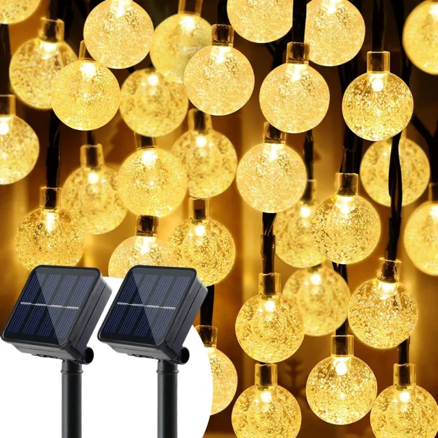Happy Goods® Happy Goods Solar Tuinverlichting op Zonneenergie - 100 LED 2x50 Lichtsnoer Buiten - 10 m Verlicht en 4 m Snoer - Buitenverlichting Lichtslinger - Lichtsnoeren