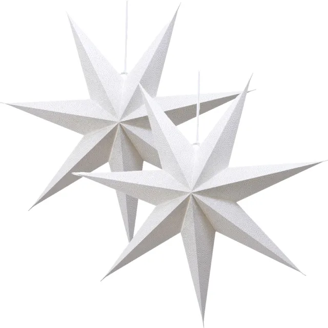 Lumineo kerstster lampionnen 2x stuks - 60 cm - wit - E14 fitting
