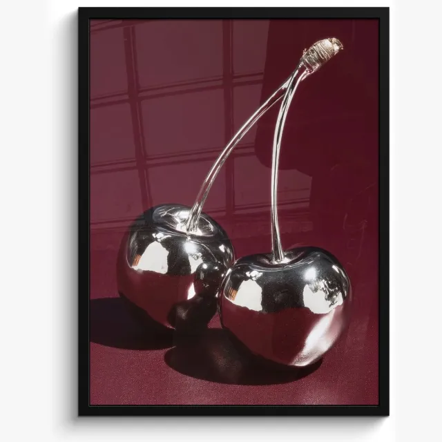 FrameYourWall Poster in lijst - Fotolijst 50x70 cm - Posters - Kersen - Glanzend - Bordeaux - Posterlijst zwart - Decoratie - Wanddecoratie woonkamer - Muurdecoratie slaapkamer