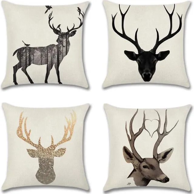Artscope Kussenovertrek, decoratieve, 4-delige set van 45 x 45 cm linnen overtrekken, sierkussenovertrekken, voor de bank, auto, slaapkamer, thuis, ter decoratie, 45 x 45 cm wit