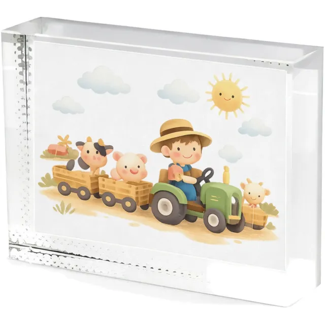 Mr Cadeautjes Fotokristal Drie panelen met een zachte dierlijke reis door de seizoenen - glas, 8 x 6 cm - kristallen | cadeau Wit