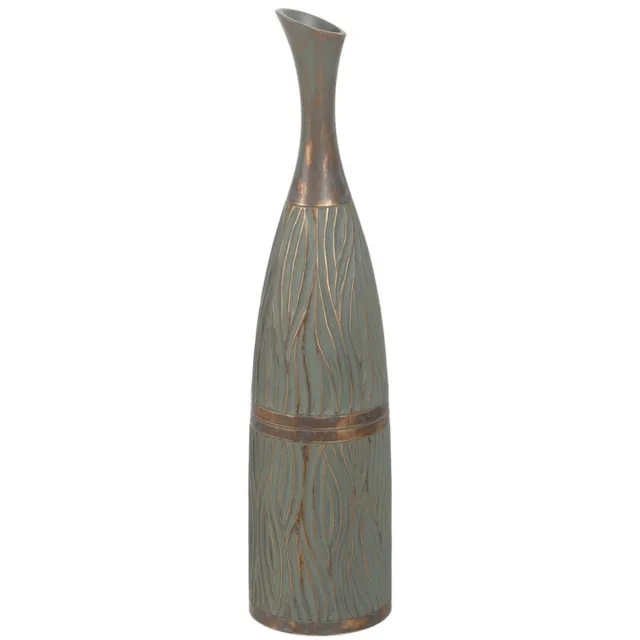 bigbuy Home Vaas Groen Gouden Polyresin 14 x 14 x 60,5 cm