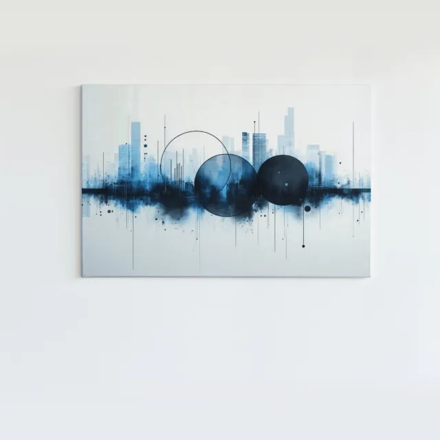 Trendex Global Canvas Schilderij - Abstract - Zwart - Blauw - Wall Art - 150x100x2 cm