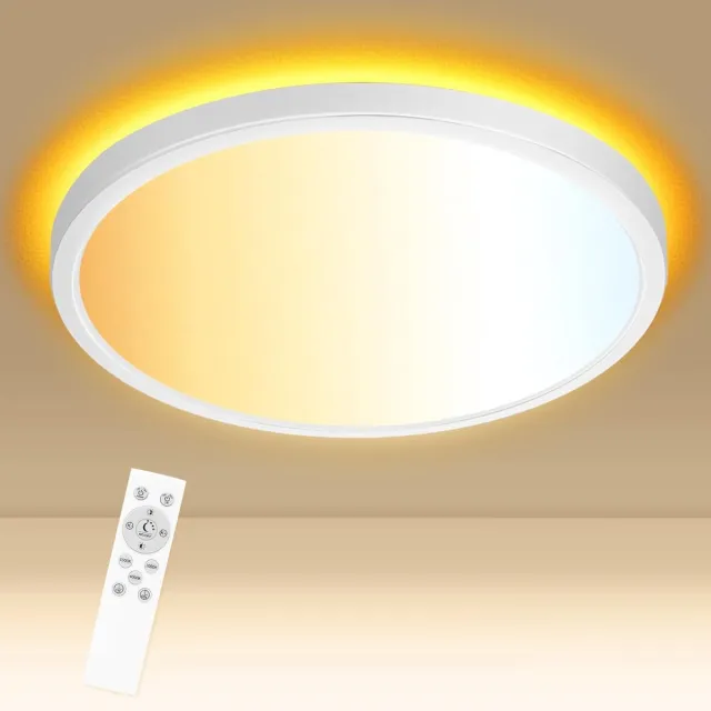 Dnntunk Plafonnière - Ø 29 cm - LED 3 StepDim - 24W 1800K - Mat Goud Wit
