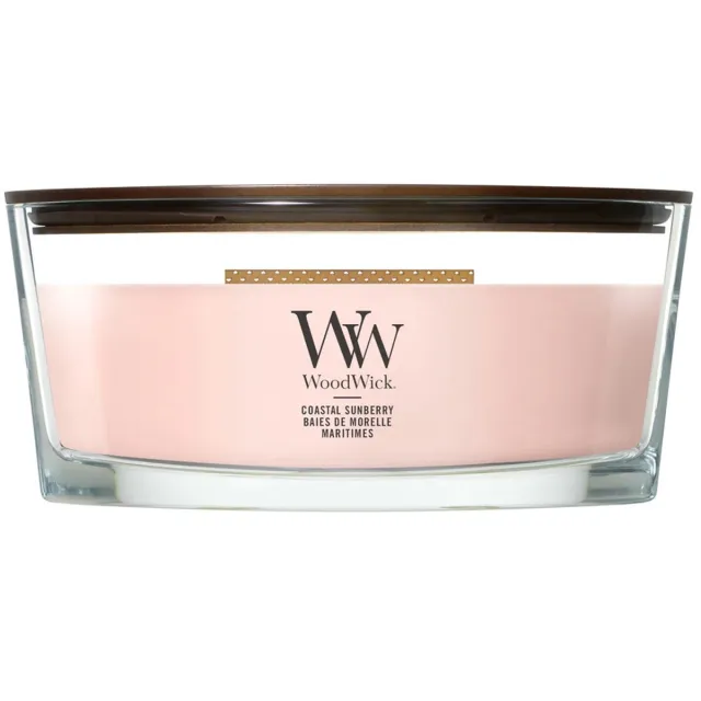 Woodwick Hearthwick - Coastal Sunberry - Ellipse Geurkaars - 50 branduren Roze