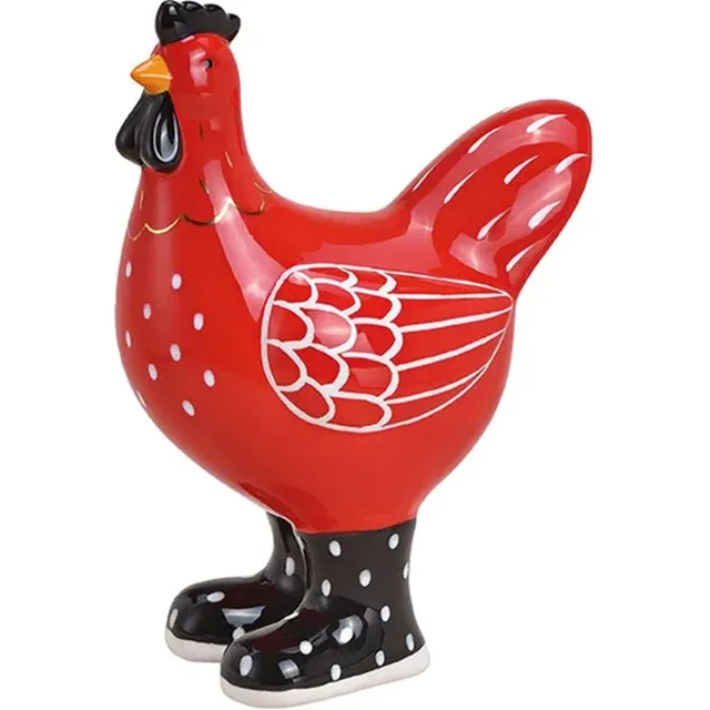 Fame musthaves Beeldje rode kip met rubber laarzen 17cm hoog rood