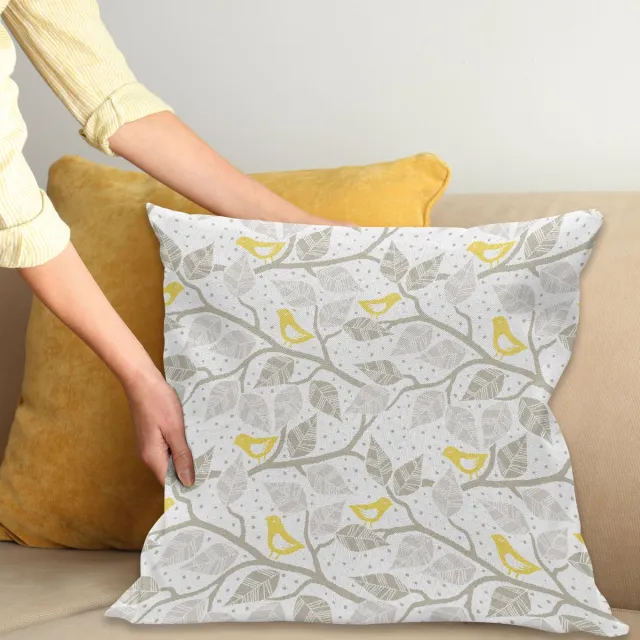 ABAKUHAUS Grijs Sierkussenhoes, Pastel Gekleurd Repetitive Patroon van Irregular Stippen Silhouetten Stijl, Decoratieve Vierkante Sierkussenhoes, 50 x 50 cm, Wit Geel