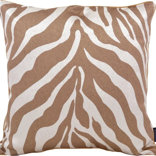 NOVÉE Brown Zebra Kussenhoes | Jacquard / Polyester | 45 x 45 cm | Bruin / Crème Bruin/Crème