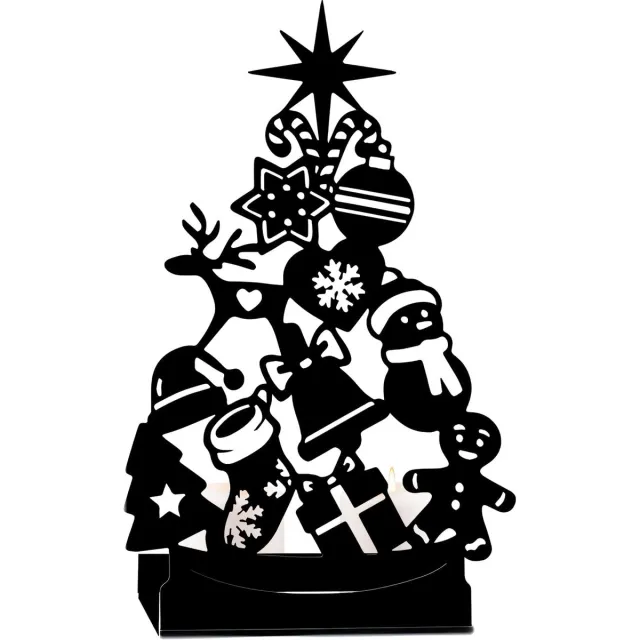 Unyqoos Smeedijzeren kerstboom kaarsenhouder voor sfeervolle decoratie in huis Zwart