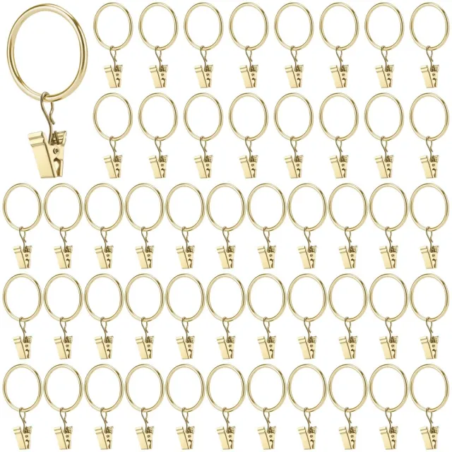 Famanu Set van 50 metalen gordijnringen met clips, gouden gordijnringen voor douchegordijnen en raamgordijnen, 30 mm diameter
