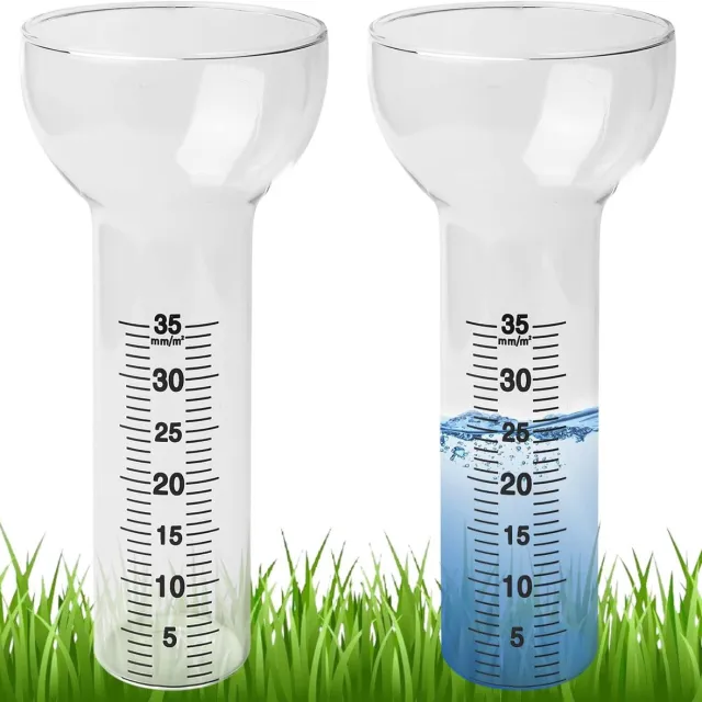 QTTVBTNA 2 stuks Regenmeter - Glazen - Vervangingsbuis met Duidelijke Markeringen 1-35 mm - Trechtervormig Regenmeetinstrument voor Buiten - Voor tuin, erf en landbouwgebieden - Transparant