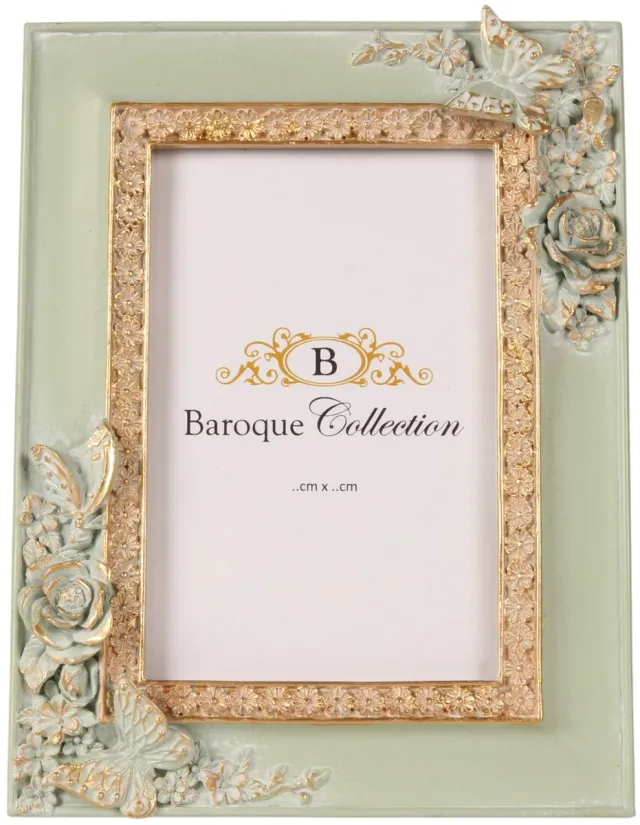Baroque Fotolijst - Fotolijst 10 x 15 cm - Mint Groen - Resin - 21x16x2.5 - Polyresin IJsblauw