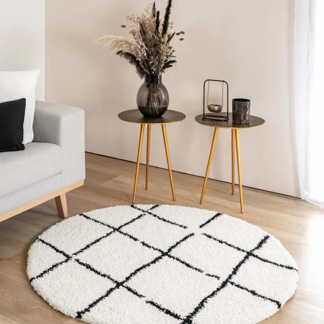 Boho&me Rond berber vloerkleed - Artisan wit/zwart 300