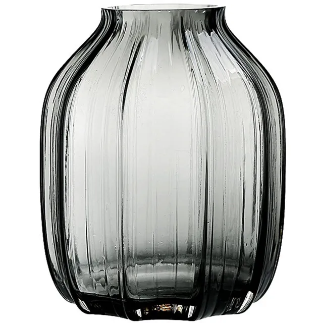 Imperatoris Glazen Vazen / Glazen Flessen – Mini Decoratieve Vaas Flesjes – Helder Glas – Inclusief Strik – 14 x 14 x 21 cm – Rookgrijs