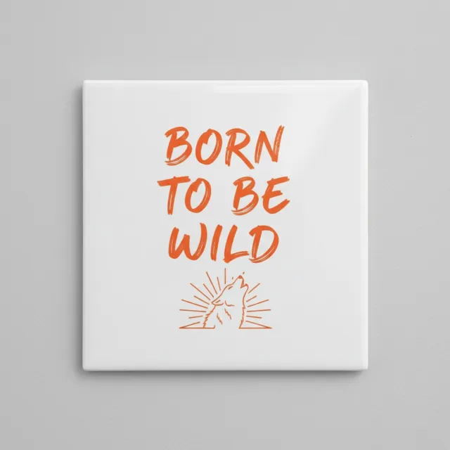 Nevolis Inspirerende 15×15 cm Keramische Tegel – “Born to Be Wild” Wolf Silhouet Ontwerp Motiverende Wanddecoratie Multi Color