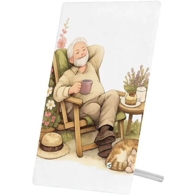 Mr Cadeautjes Glasframe 11 x 16 - design Een vrolijke overgangsillustratie rond vrijetijd en rust, me | cadeau Wit