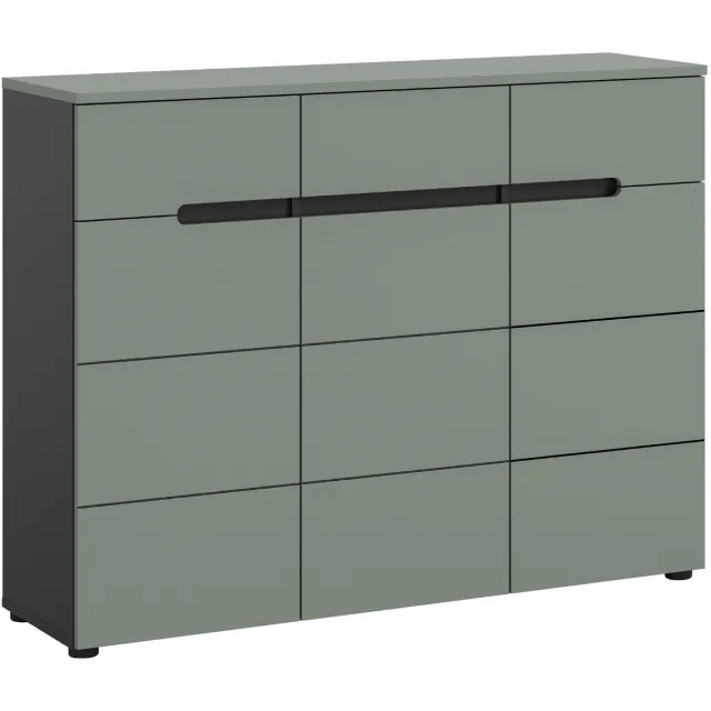 xonox Schoenenkast Canu Xonox - Chipboard - 120x94x37 Cm - Smoke Green - Xonox - Schoenenkast - Grijs; Groen - Spaanplaat