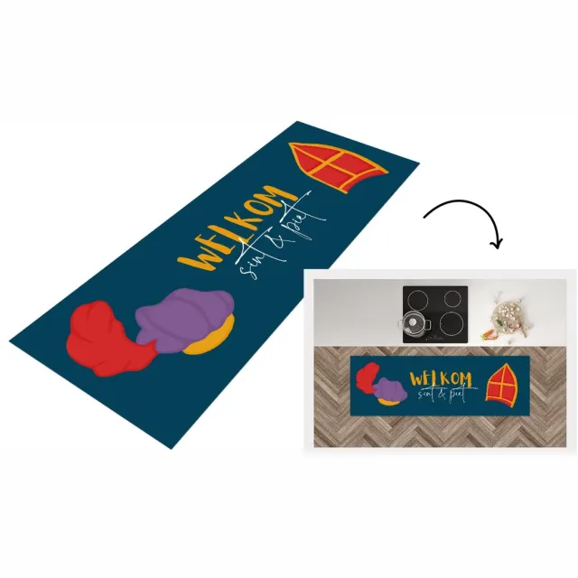 KitchenYeah Keukenloper - Loper keuken - Sinterklaas - Quotes - Sint - Tekst - Welkom Sint en Piet - 180x60 cm - Keukenloper vinyl Multicolor