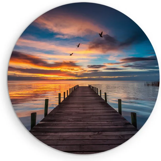 Saammp Forex Muurcirkel - Steiger bij zonsondergang - landschap - Natuur - Ø 60 - Wandcirkel - Wanddecoratie Cirkel - Muurdecoratie Woonkamer - Slaapkamer decoratie - Rond Schilderij