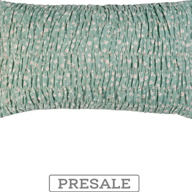 Linen & More Hoyz | Libby Smock Granite Groen Kussen | 30 X 50 | Sierkussen Voor Woonkamer Of Slaapkamer