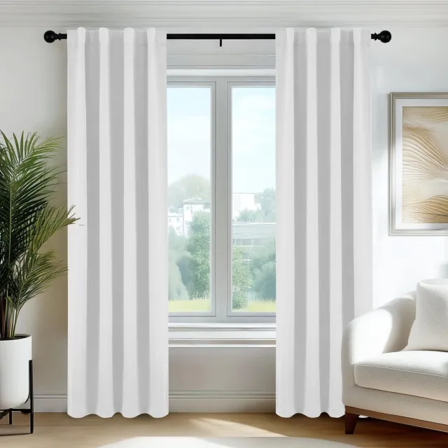 Famanu Verduisterende gordijnen voor binnen, moderne thermische isolerende gordijnen met 3 montagemethoden, ideaal voor raam in slaapkamer en woonkamer, 55×240 cm, wit, 2 panelen