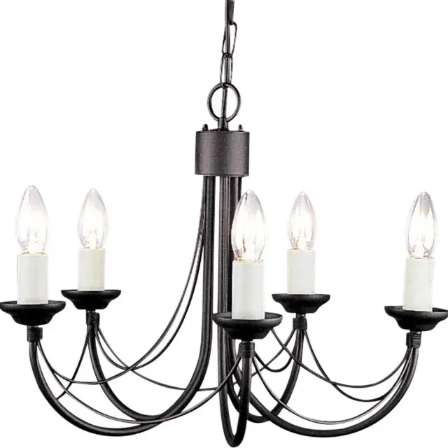 Steady Lighting Landelijke Kroonluchter - Steady Lighting - Metaal - Landelijk - E14 - L: 47cm - Voor Binnen - Woonkamer - Eetkamer - Zwart