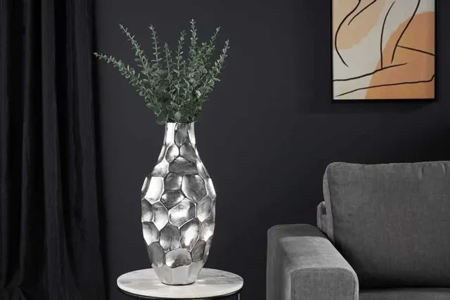 Invicta Interior Elegante vaas ORGANIC ORIENT 45cm zilver gehamerd ontwerp - 41544 Zie omschrijving