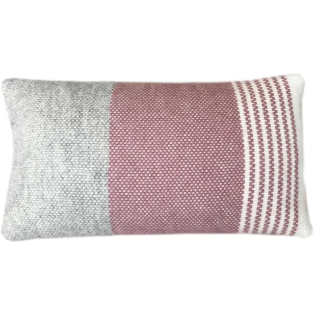 Malagoon Festivity wool cushion dawn pink rectangle Rose/Groen/Wit/Grijs