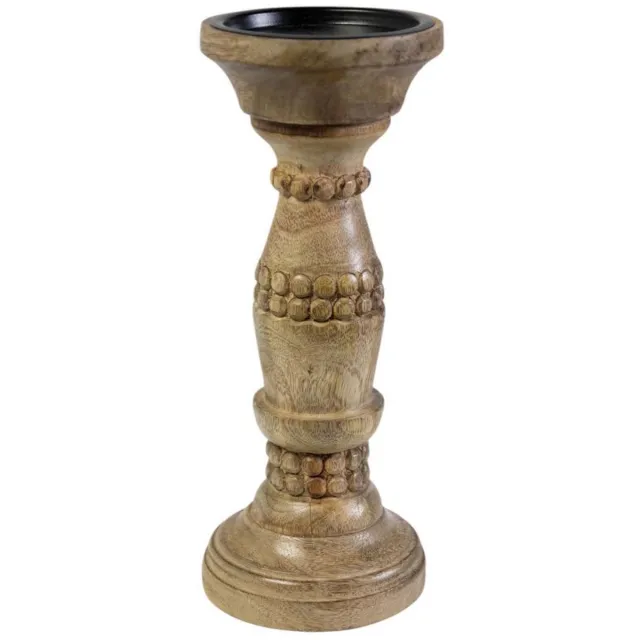 Mars & More Mango hout bubbel - kandelaar - 25 cm hoog Bruin