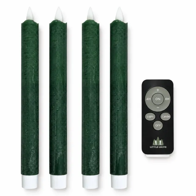 Little Grove set van 4 LED-dinerkaarsen van echte wax - 22,5 cm - Forest