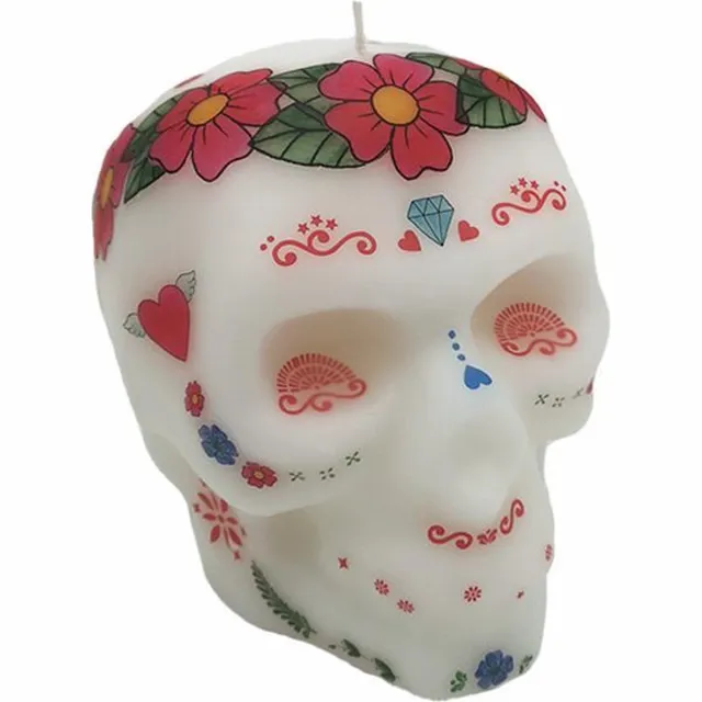 Van Licht Halloween kaars Schedel Happy Halloween Wit