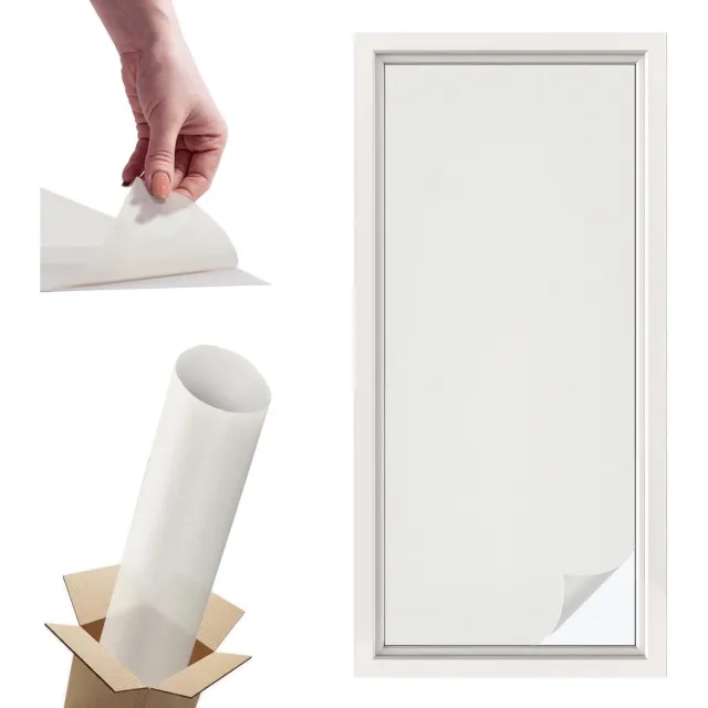 TULUP Raamfolie Anti inkijk - Delicaat grijsachtig wit Privacy Folie Raam - 50x116 cm - Wit Anti inkijk Folie - Raamfolie Tegen inkijk Glas in Lood - Voor de badkamer, slaapkamer, hal - Raamfolie Zonwering Wit - Delicaat grijsachtig wit