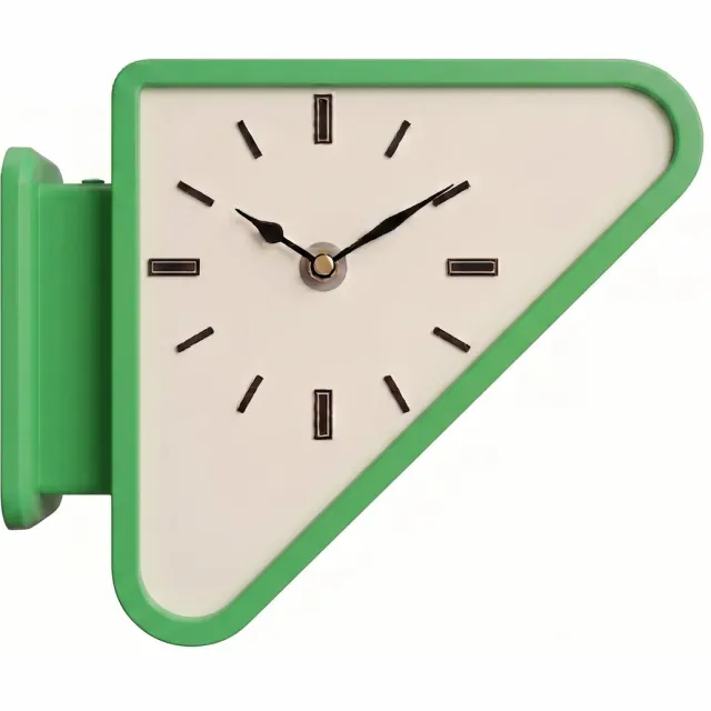 unbra Driehoekige Wandklok – Dubbelzijdig | Retro 70's Design | Green Grass