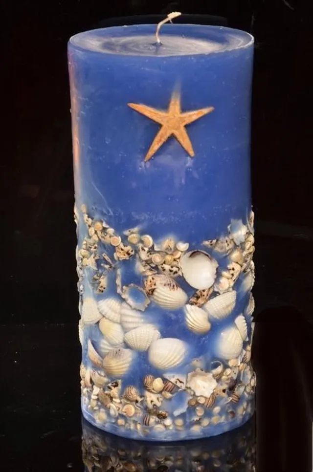 MilaNNE Zee kaars rond megagroot: 27cm blauw