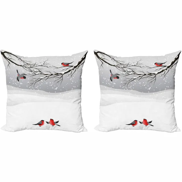 ABAKUHAUS Winter Kussenhoesenset – 2x50x50 cm – Dubbelzijdig bedrukt – Vermiljoen/Grijs/Zwart Vermilion