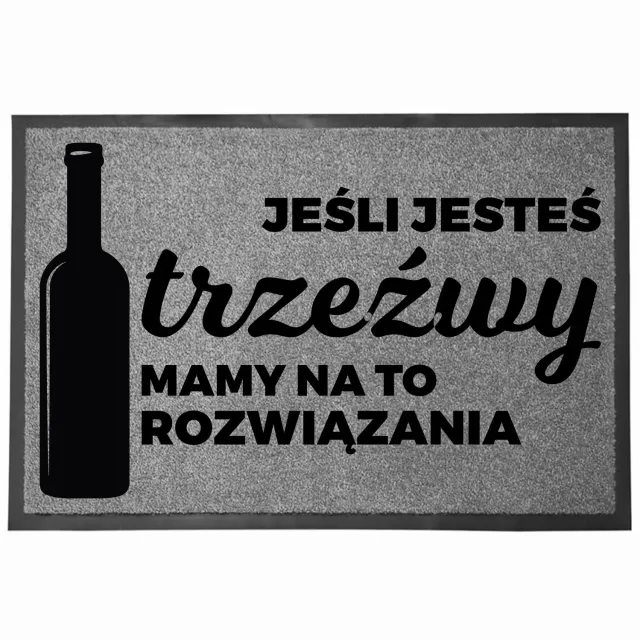 TabPrint Grappige Deurmat "TRZEŹWY" - Grijs - 60x40cm