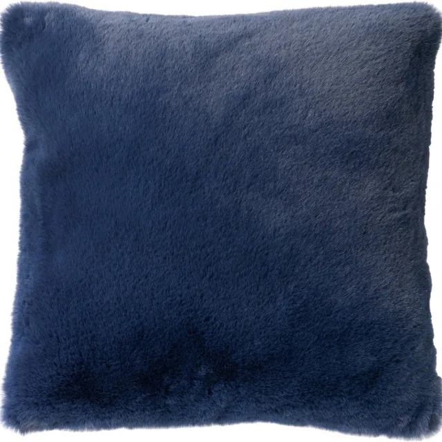 Dutch Decor ZAYA - Sierkussen 45x45 cm - bontlook - effen kleur - Insignia Blue - donkerblauw - Inclusief binnenkussen - Luxe kussens voor woonkamer & bank