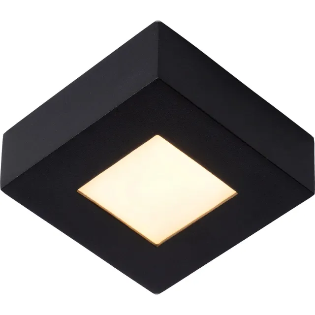 Lucide BRICE-LED - Plafonnière (Plafondlamp) Badkamer - LED Dimbaar - 1x8W 3000K - IP44 - Zwart
