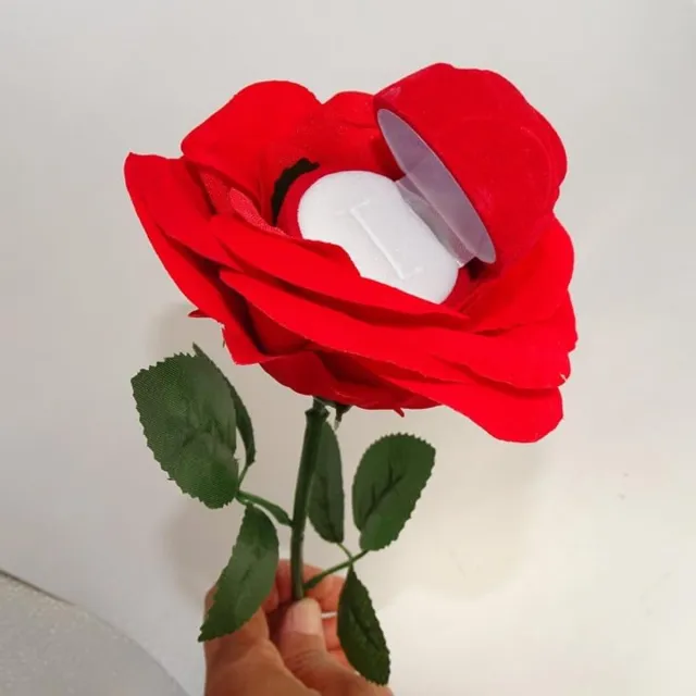 KZQ Ringdoos Voor Huwelijksaanzoek Verlovingsring Met Rode Rozen Kunstbloemen Decoratie Romantisch Huwelijksaanzoek Accessoire rood