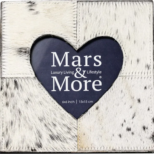 Mars & More Fotolijst koe hart - leer - zwart/wit vierkant