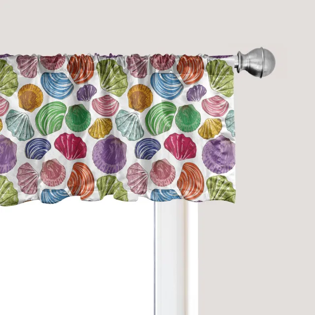 ABAKUHAUS Zeeschelpen Raamvalletje, Gordijnvalletje voor Keuken en Slaapkamer met Tunnelzoom, 137 cm x 30 cm, Meerkleurig Wit Meerkleurig