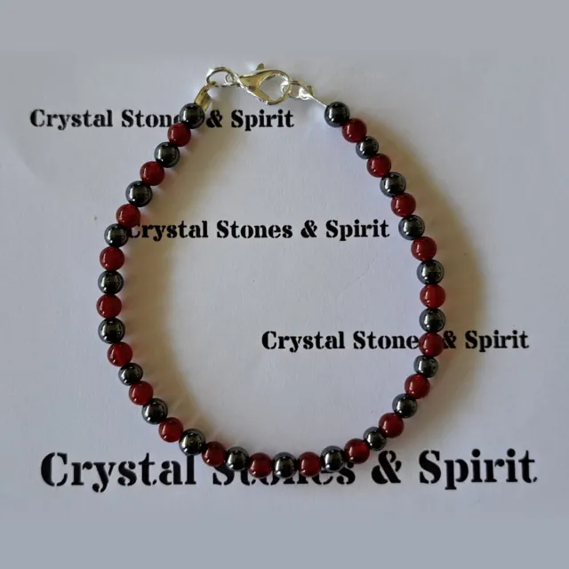 mineraalsteen Armband Carneool / Hematiet 4mm rood