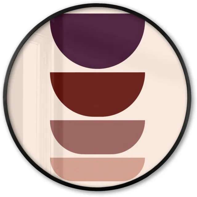 FrameYourWall Poster in lijst Rond - Fotolijst 80x80 cm - Posters - Harmonieus - Symmetrisch - Rood - Ronde posterlijst zwart - Decoratie - Wanddecoratie woonkamer - Muurdecoratie slaapkamer