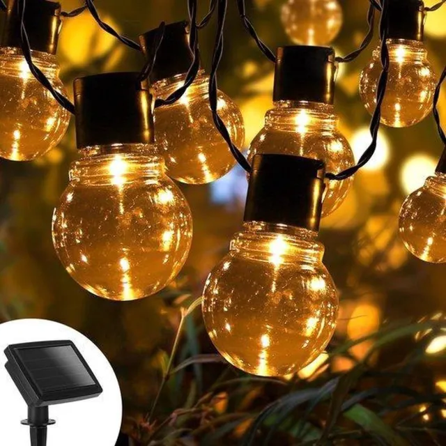 EZMarkt Lichtsnoer - Tuinverlichting Led Buiten - Zonne-energie - 6M - 10 LED - Waterdicht - Lichtsnoer Buiten - Extra Lang - Lichtslinger - Sfeerverlichting - Buitenverlichting